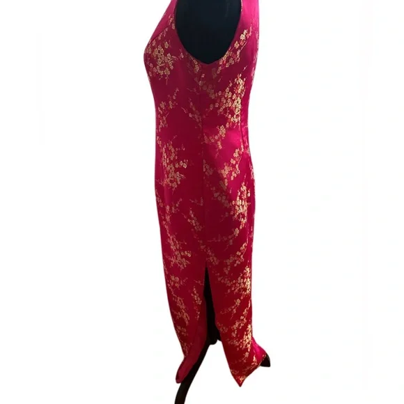 Pink and Gold 90’s y2k Cheongsam Vintage Formal Dress - Picture 3 of 5
